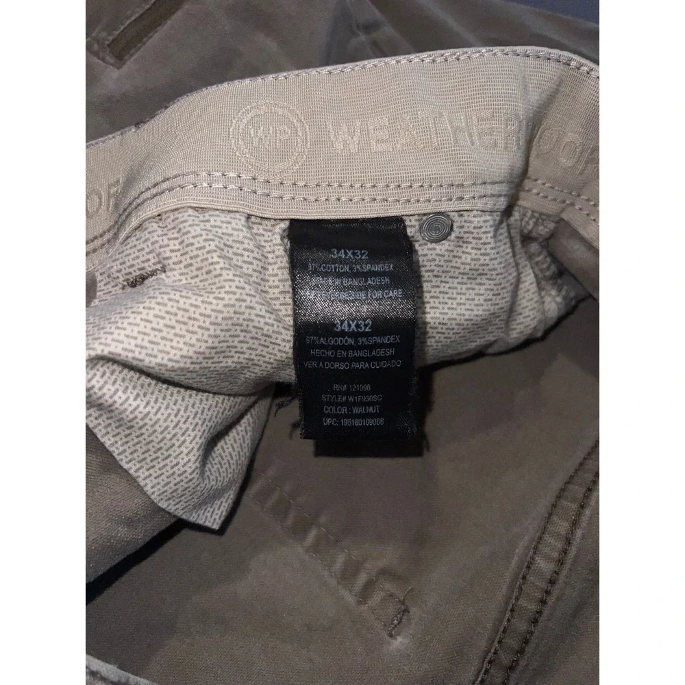 Weatherproof Vintage Mens Utility Pants 34x32 Walnut Brown Stretch W1F930SC